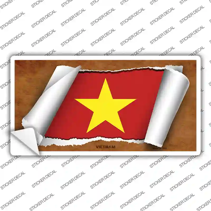Vietnam Flag Scroll Novelty Sticker Decal