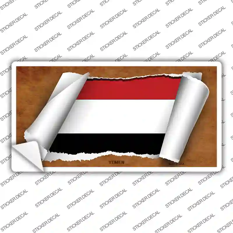 Yemen Flag Scroll Novelty Sticker Decal