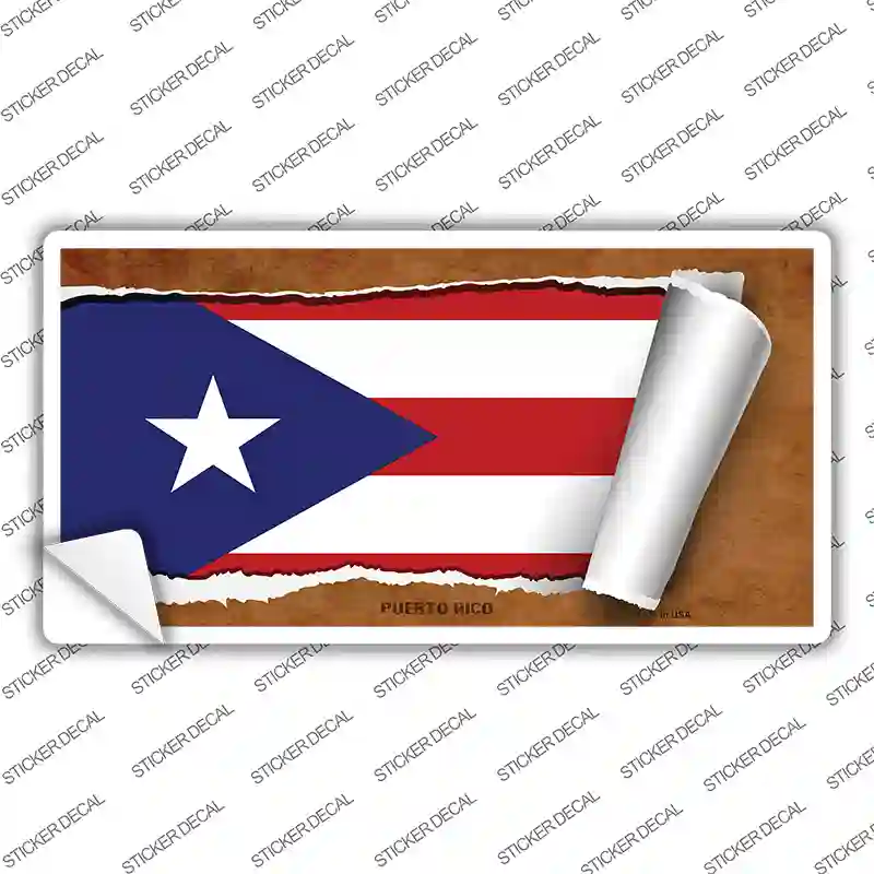 Puerto Rico Flag Scroll Novelty Sticker Decal