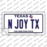 N Joy TX Texas Novelty Sticker Decal
