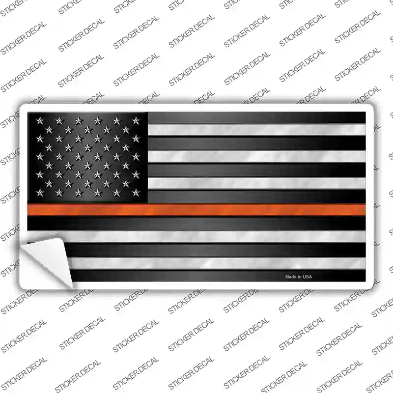 American Flag Thin Orange Line Novelty Sticker Decal