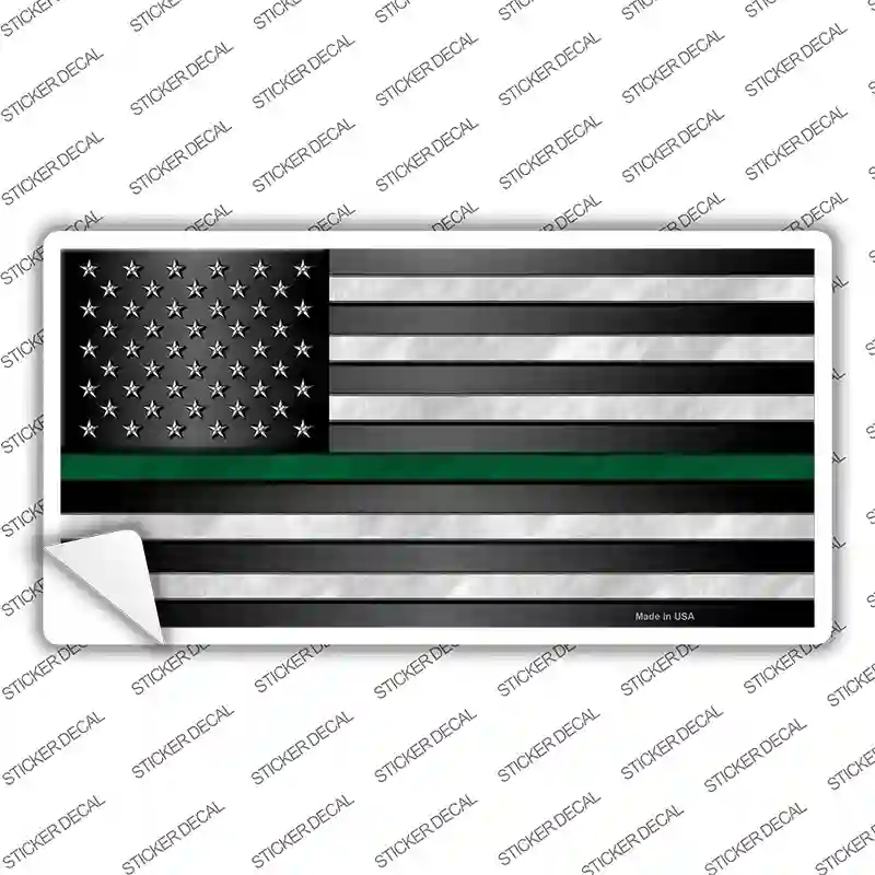 American Flag Thin Green Line Novelty Sticker Decal