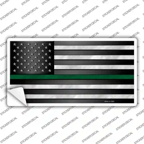 American Flag Thin Green Line Novelty Sticker Decal