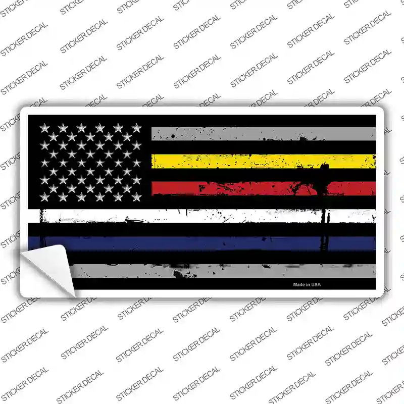 American Flag Police / Fire / EMS Novelty Sticker Decal