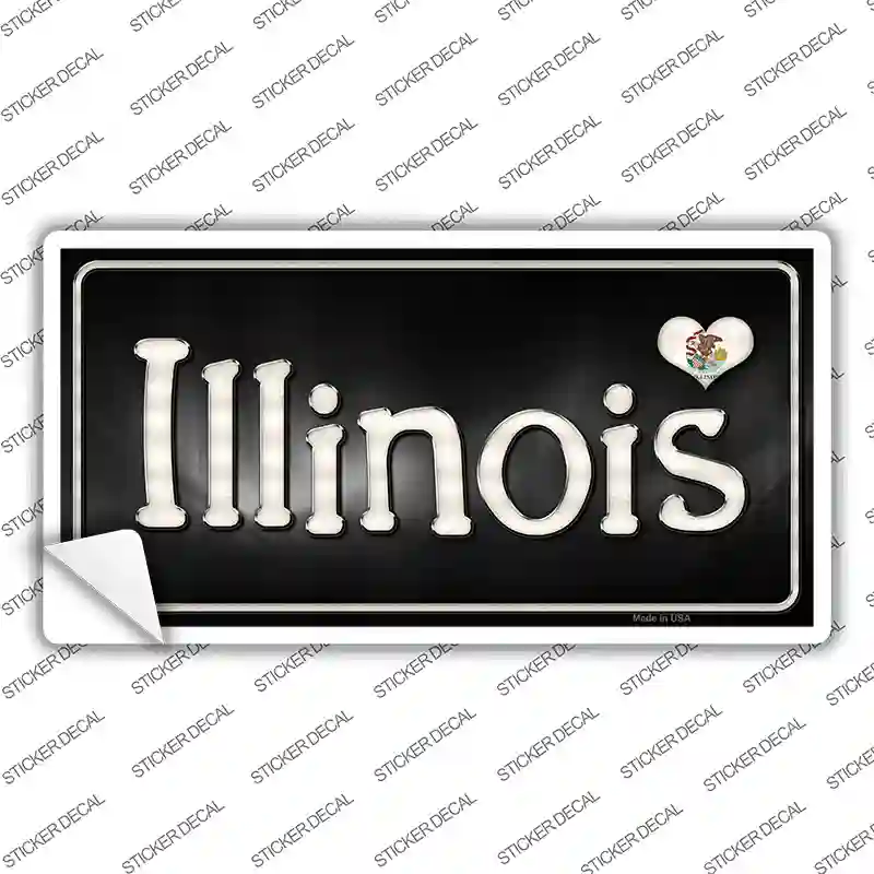 Illinois Flag Script Novelty Sticker Decal