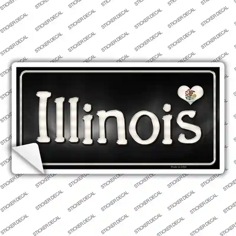 Illinois Flag Script Novelty Sticker Decal