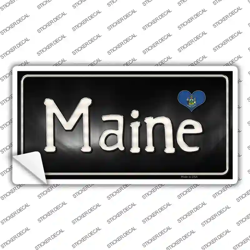 Maine Flag Script Novelty Sticker Decal