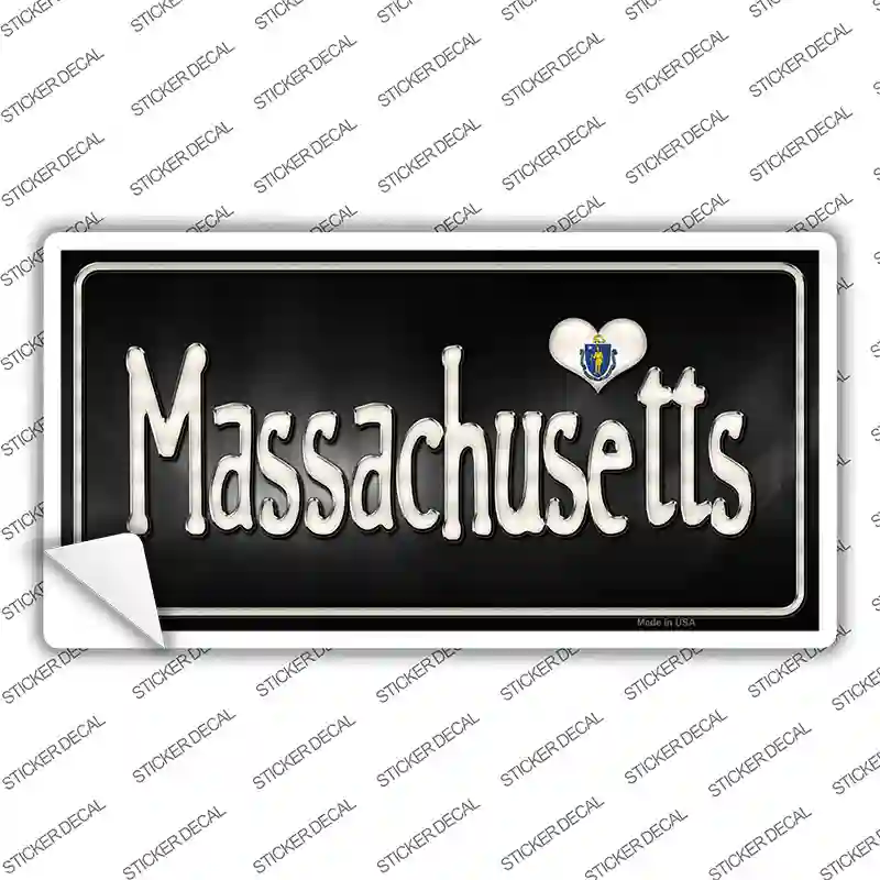 Massachusetts Flag Script Novelty Sticker Decal