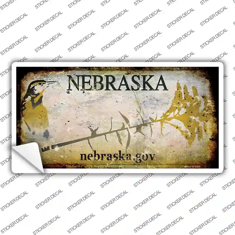 Nebraska Rusty Background Novelty Sticker Decal