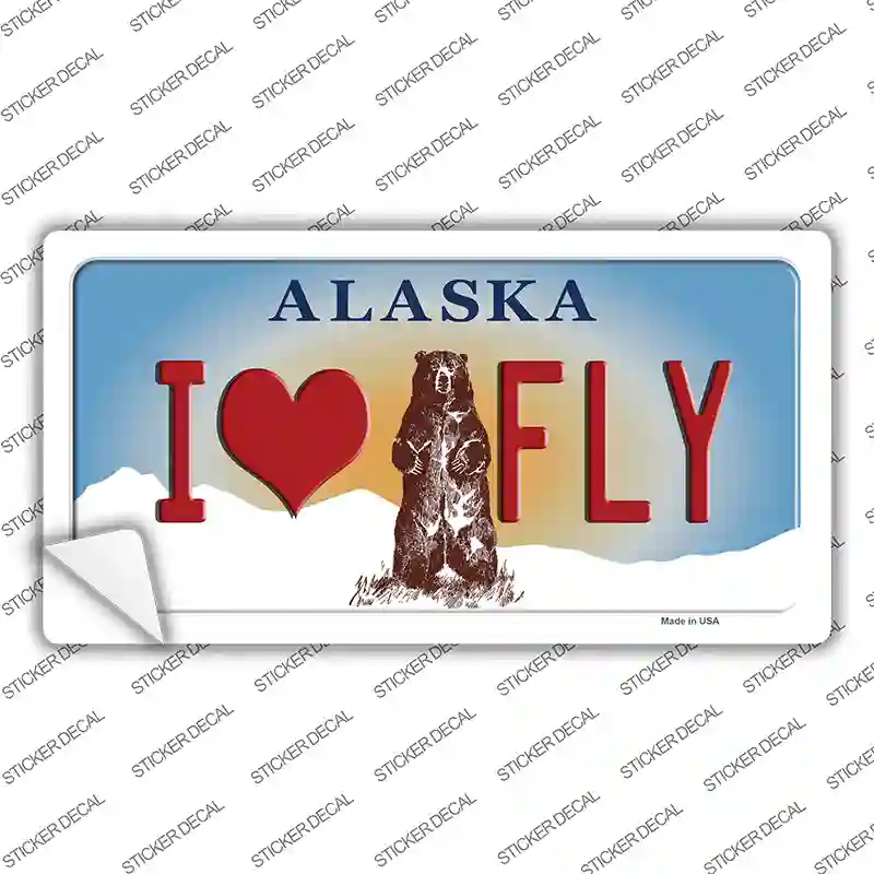I Love Fly Alaska State Novelty Sticker Decal