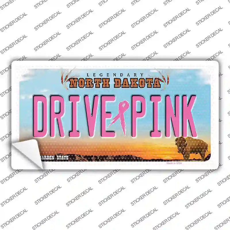 Drive Pink North Dakota Novelty Sticker Decal