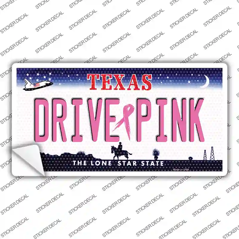 Drive Pink Texas Novelty Sticker Decal
