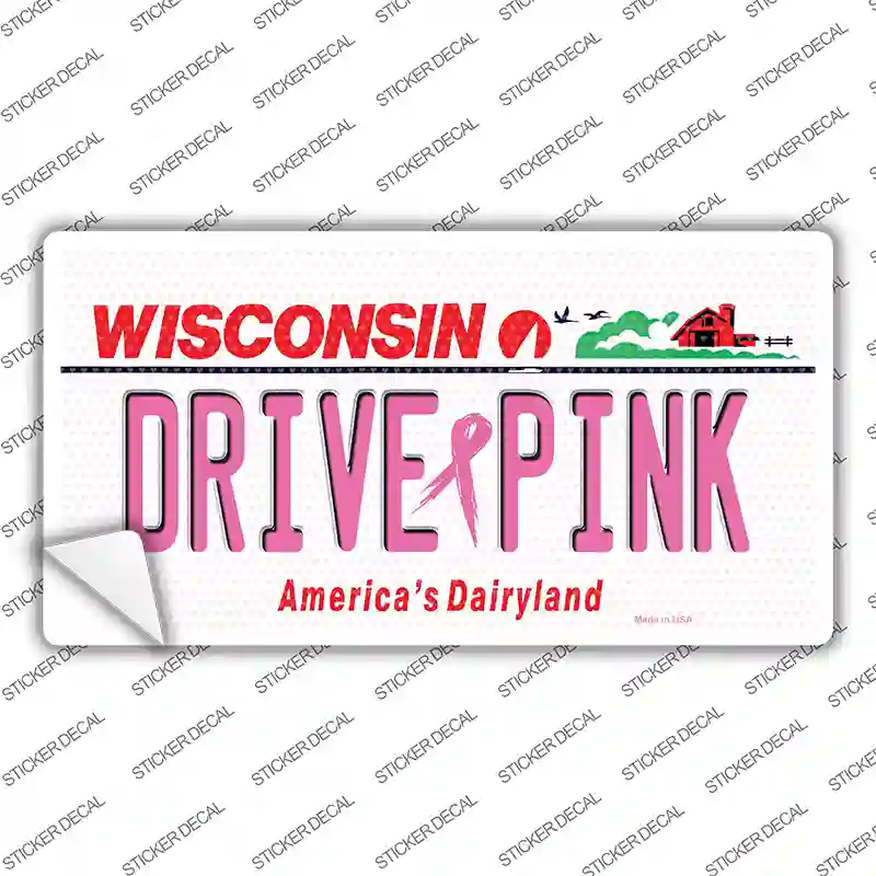 Drive Pink Wisconsin Novelty Sticker Decal