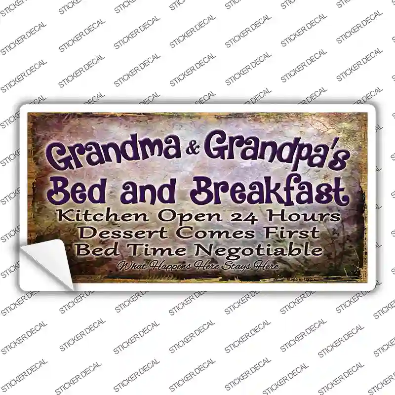 Grandma And Grandpa Bed & Breakfast Novelty Sticker Decal