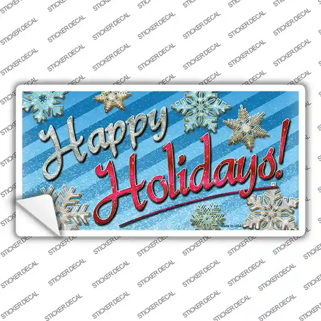 Happy Holidays Blue Novelty Sticker Decal