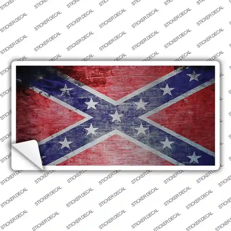 Confederate Flag Scratched Chrome Novelty Sticker Decal