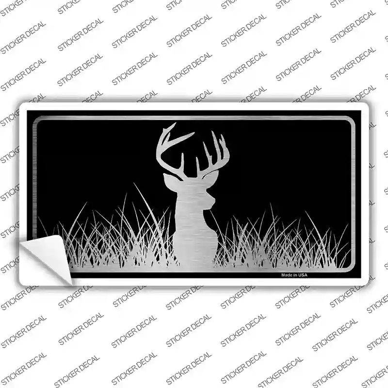 Deer Black Brushed Chrome Novelty Sticker Decal