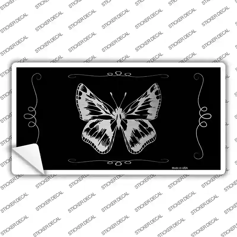 Butterfly Black Brushed Chrome Novelty Sticker Decal