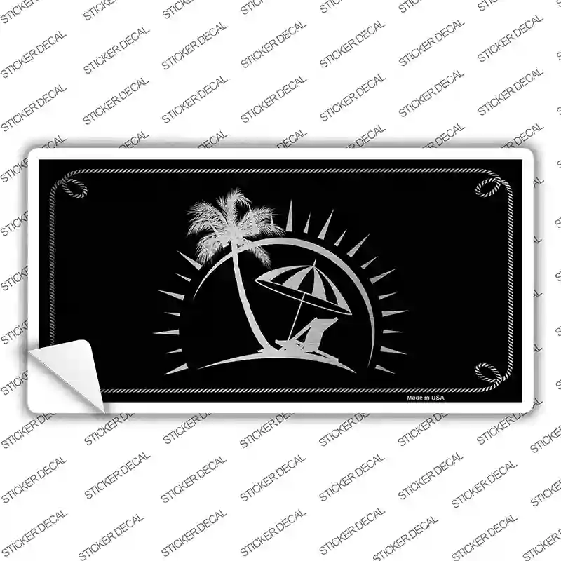 Beach Black Brushed Chrome Novelty Sticker Decal