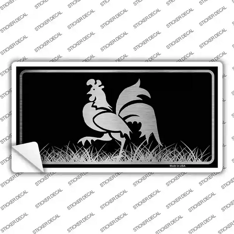 Rooster Black Brushed Chrome Novelty Sticker Decal