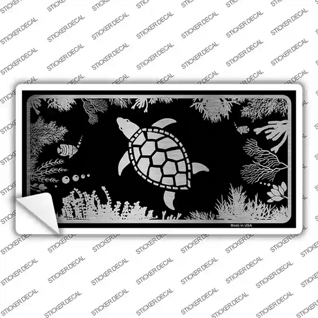 Turtle Black Brushed Chrome Novelty Sticker Decal