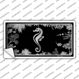 Sea Horse Black Brushed Chrome Novelty Sticker Decal