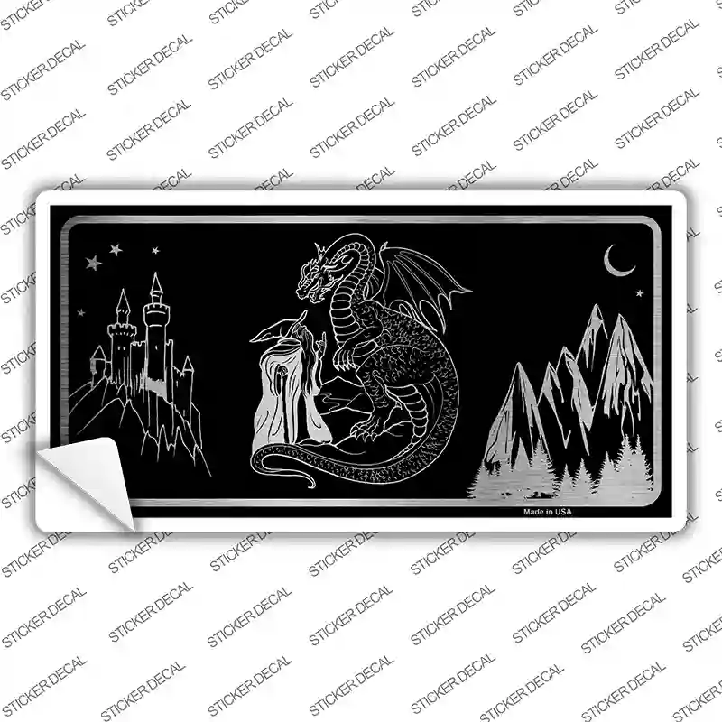 Wizards And Dragons Black Brushed Chrome Novelty Sticker Decal