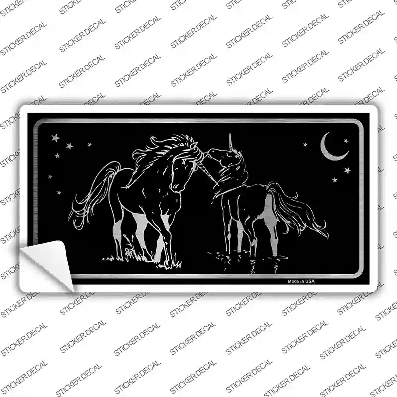 Unicorns Black Brushed Chrome Novelty Sticker Decal