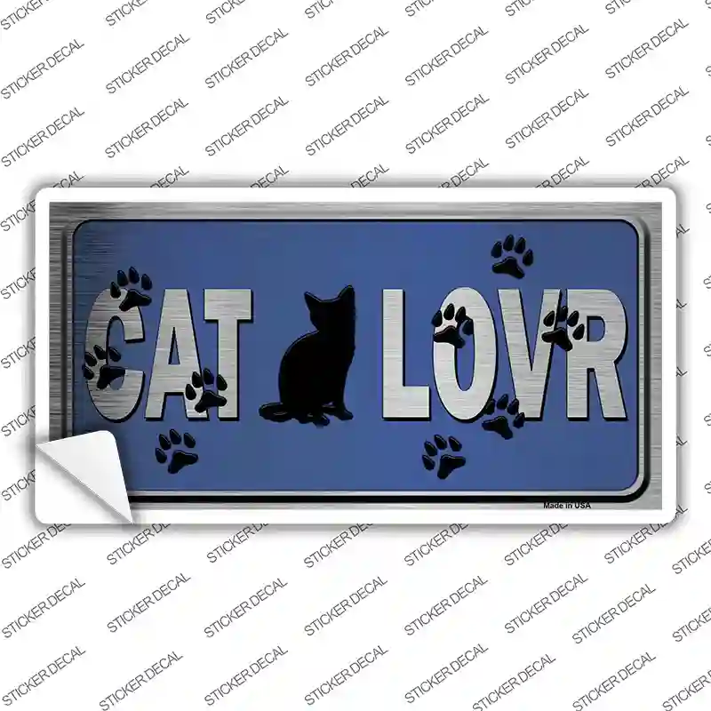 Cat Lover Blue Brushed Chrome Novelty Sticker Decal