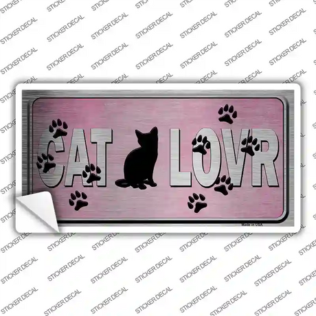 Cat Lover Pink Brushed Chrome Novelty Sticker Decal