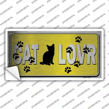 Cat Lover Yellow Brushed Chrome Novelty Sticker Decal