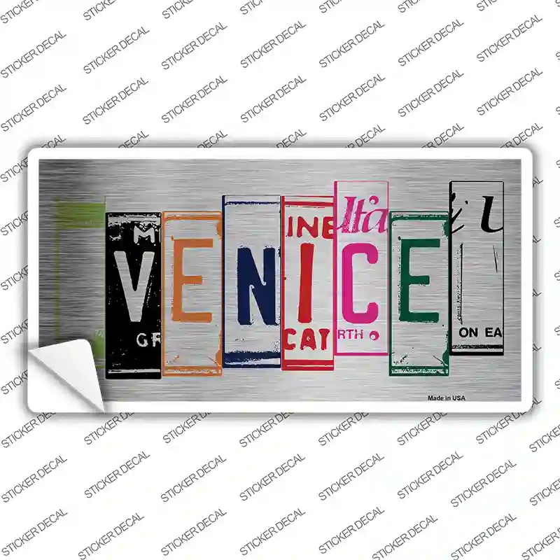 Venice License Plate Art Brushed Chrome Novelty Sticker Decal