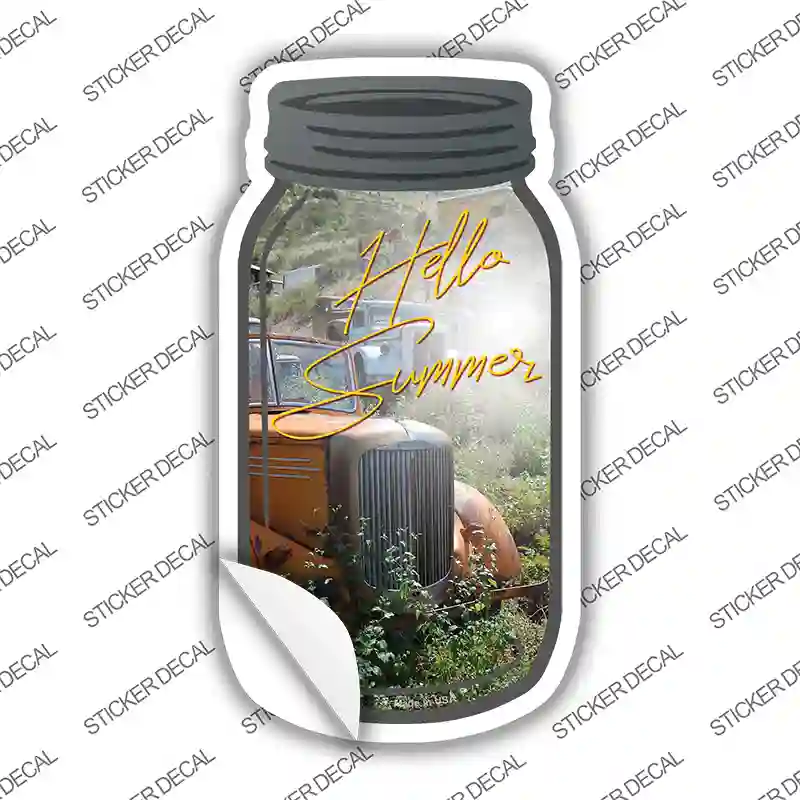 Hello Summer Novelty Mason Jar Sticker Decal