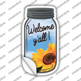 Sunflower Welcome Yall Novelty Mason Jar Sticker Decal