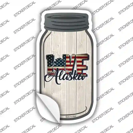 Love Alaska Silhouette Novelty Mason Jar Sticker Decal