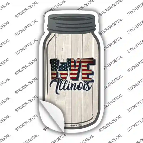Love Illinois Silhouette Novelty Mason Jar Sticker Decal