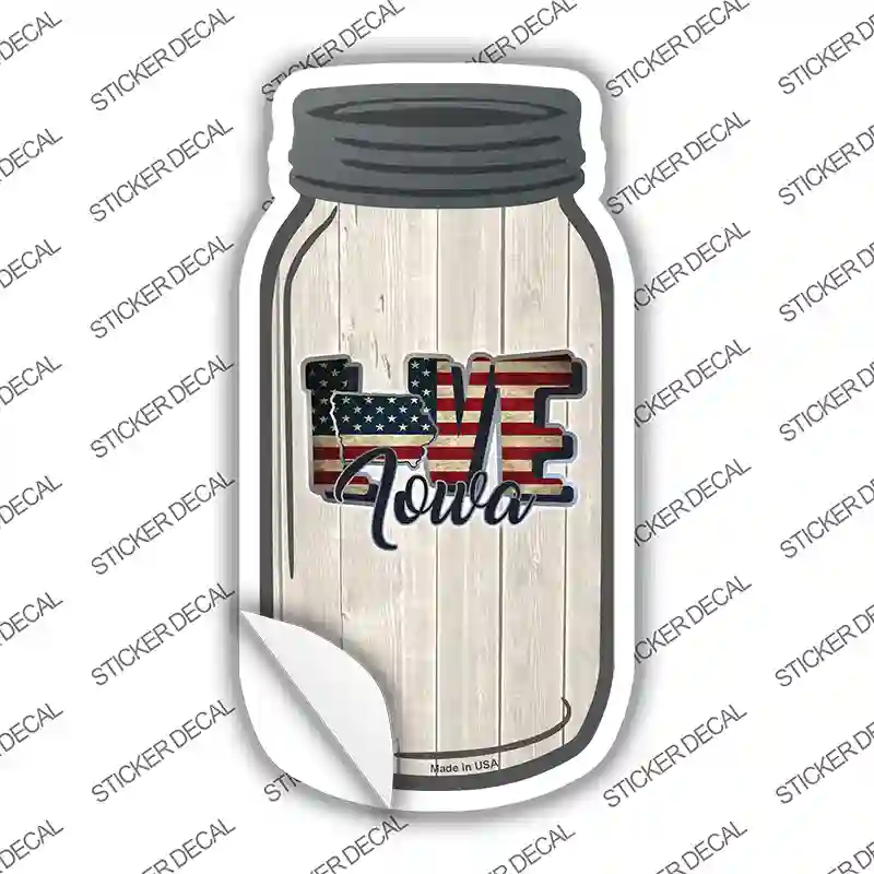 Love Iowa Silhouette Novelty Mason Jar Sticker Decal