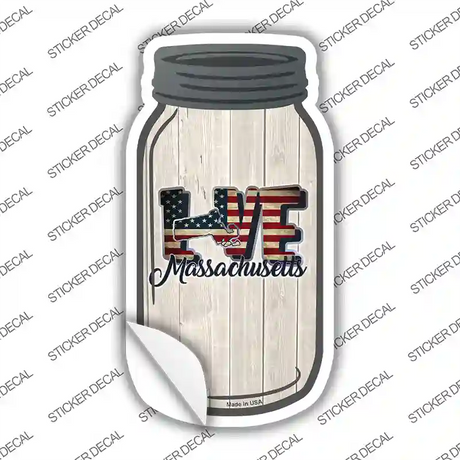 Love Massachusetts Silhouette Novelty Mason Jar Sticker Decal