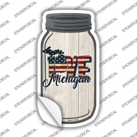 Love Michigan Silhouette Novelty Mason Jar Sticker Decal
