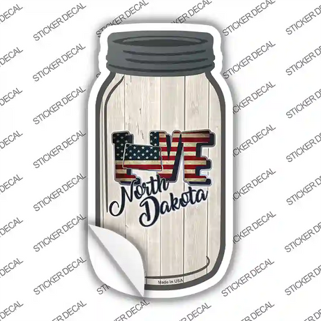 Love North Dakota Silhouette Novelty Mason Jar Sticker Decal