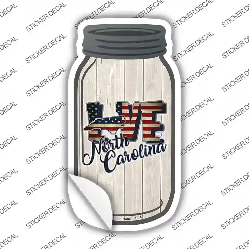 Love North Carolina Silhouette Novelty Mason Jar Sticker Decal
