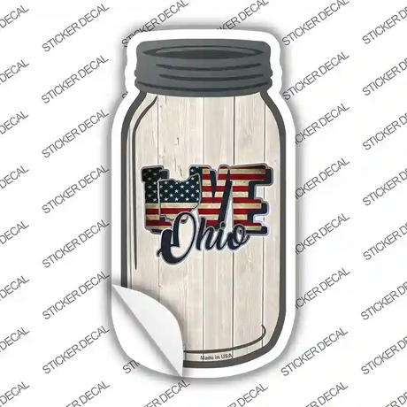 Love Ohio Silhouette Novelty Mason Jar Sticker Decal