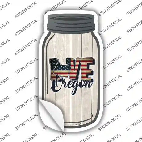 Love Oregon Silhouette Novelty Mason Jar Sticker Decal