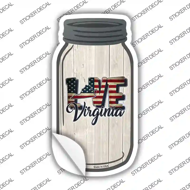 Love Virginia Silhouette Novelty Mason Jar Sticker Decal