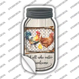 Chicken Let All Who Enter Novelty Mason Jar Sticker Decal