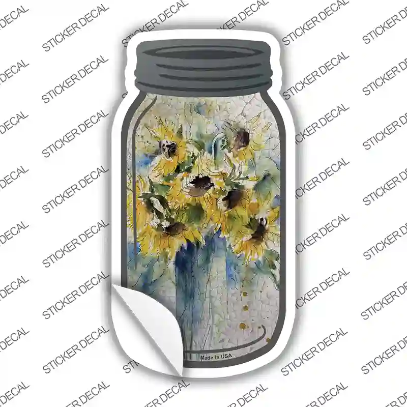 Yellow Sunflower Watercolor Novelty Mason Jar Sticker Decal