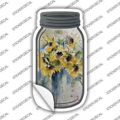 Yellow Sunflower Watercolor Novelty Mason Jar Sticker Decal