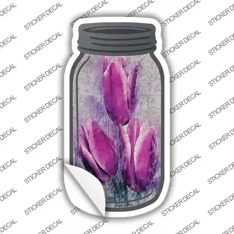 Purple Tulip Watercolor Novelty Mason Jar Sticker Decal