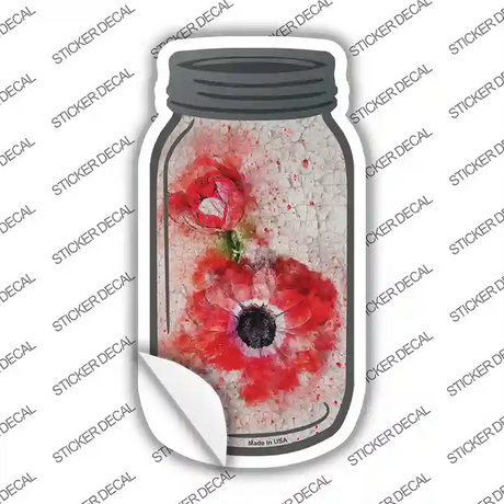 Red Flower Watercolor Novelty Mason Jar Sticker Decal