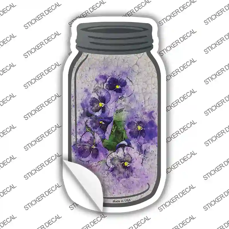 Purple Pansy Watercolor Novelty Mason Jar Sticker Decal